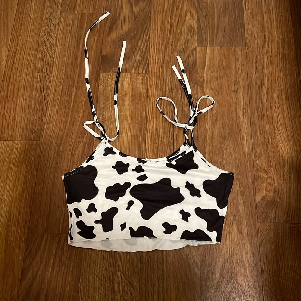 Cow print cropped tank